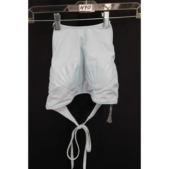 PINK VICTORIA'S SECRET BLUE SEASHELL BIKINI TOP SIZE LARGE - Picture 5 of 6